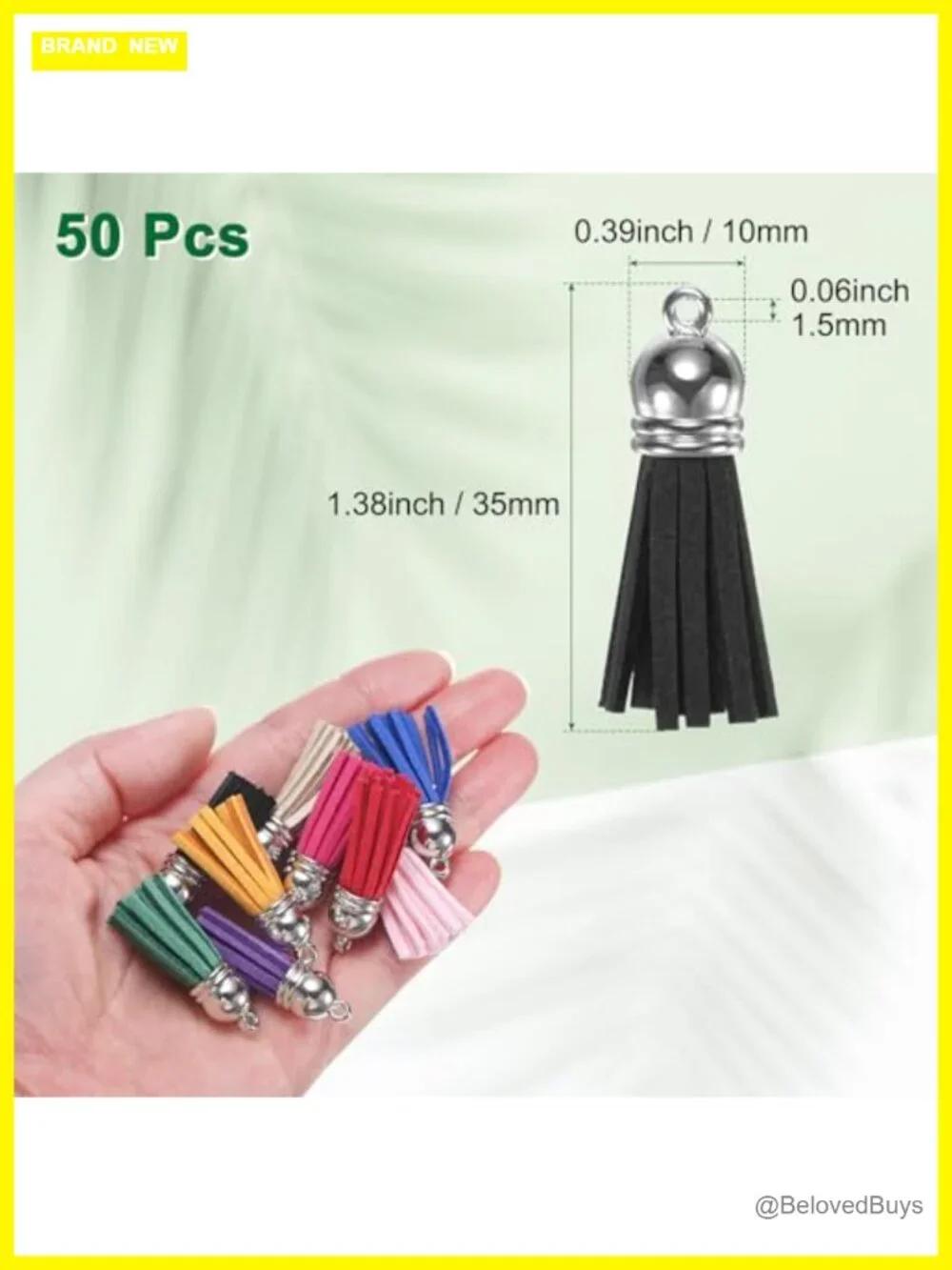 50-Pack Faux Suede Tassel Keychain Charms for DIY Jewelry Making